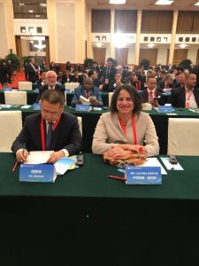 Apenas quatro pessoas falaram. Fui a primeira a falar e a cumprimentar o Sr Wu Jingping (Membro do Comitê Permanente de Shangai do PCCh). Falei em nome do Brasil!